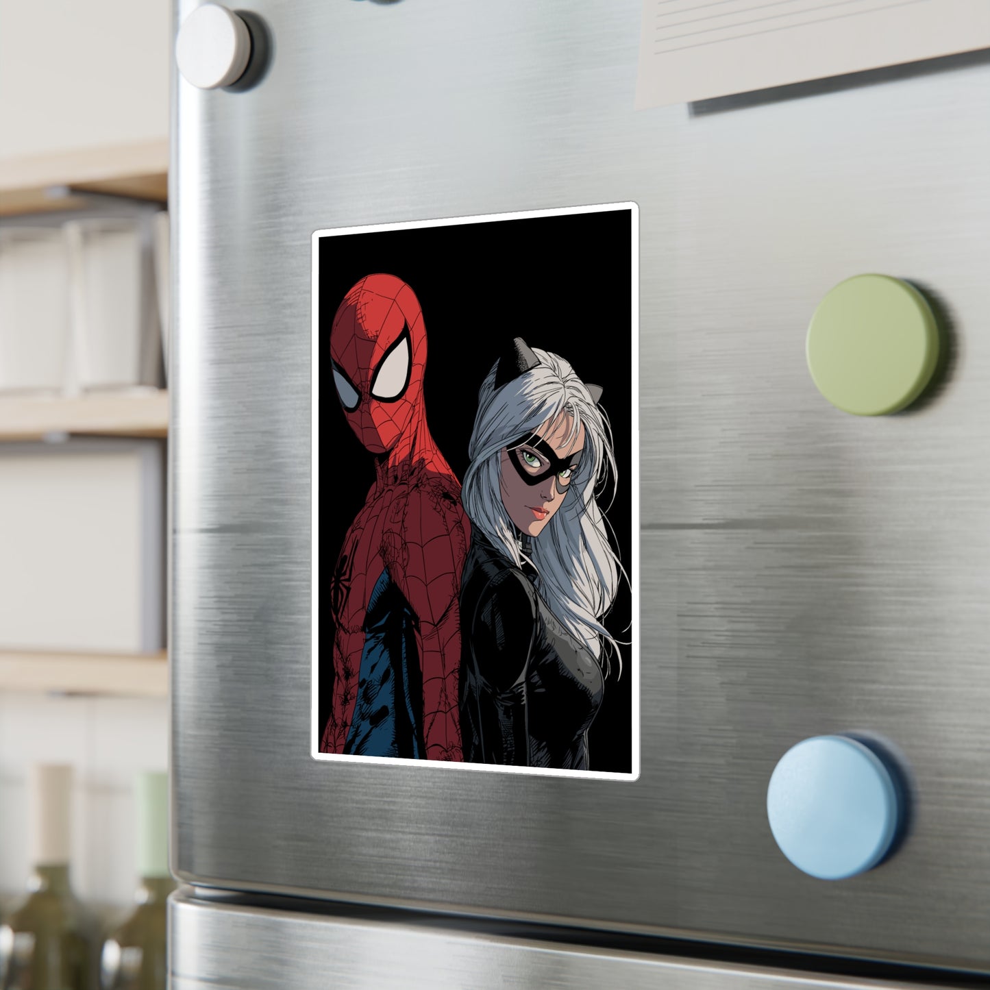 Spider-Man & Black Cat Kiss-Cut Vinyl Decal — Comic Superhero Sticker