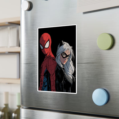 Spider-Man & Black Cat Kiss-Cut Vinyl Decal — Comic Superhero Sticker