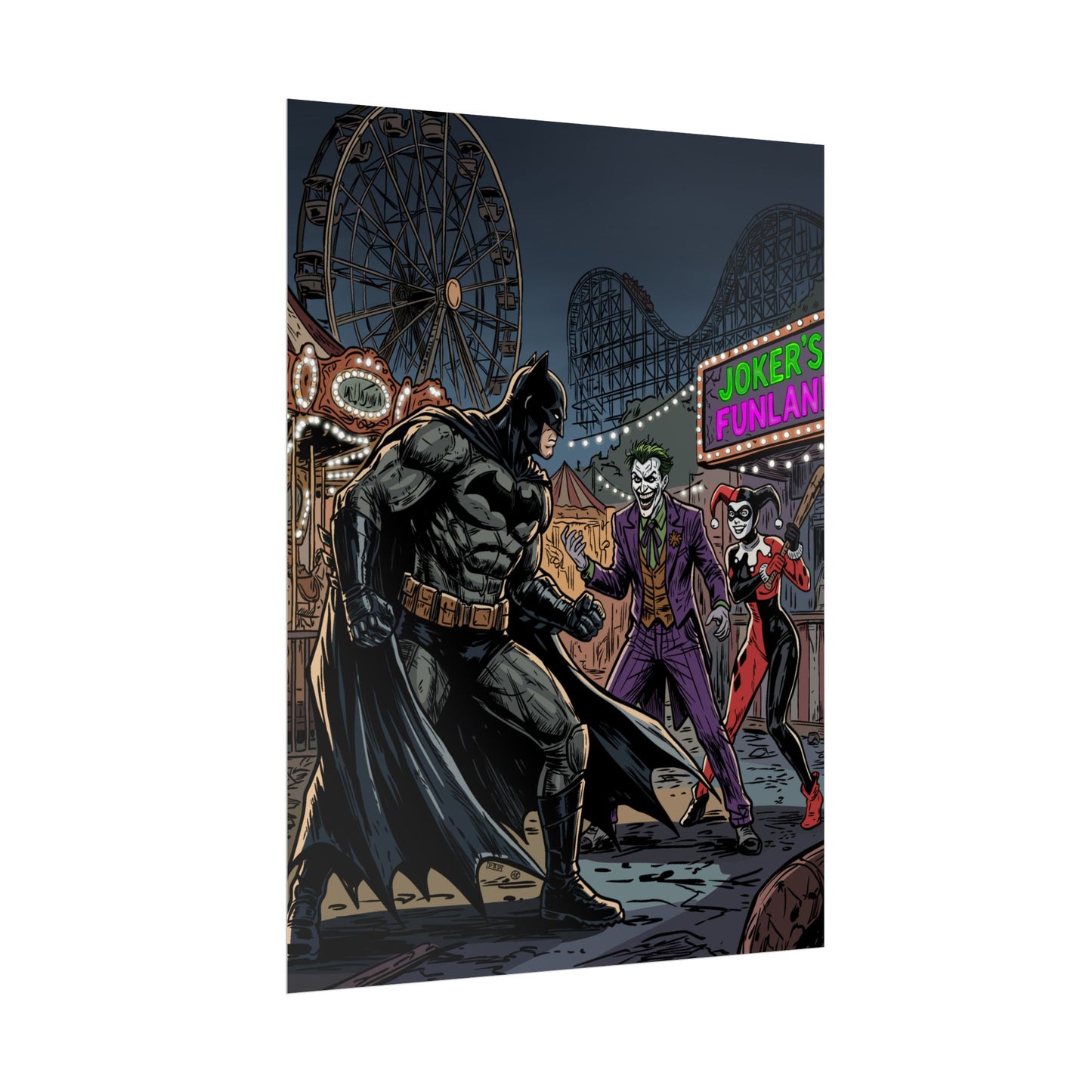 Batman vs Joker Carnival Poster – Rolled Comic Art Print