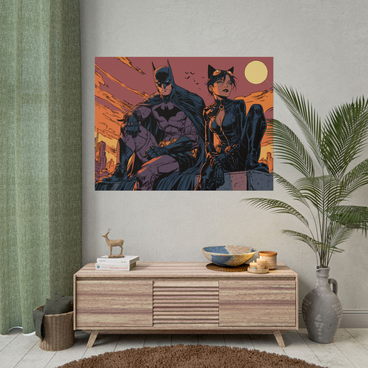 Batman & Catwoman Landscape Art Poster