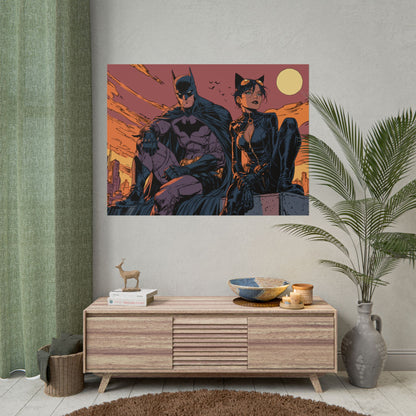 Batman & Catwoman Landscape Art Poster