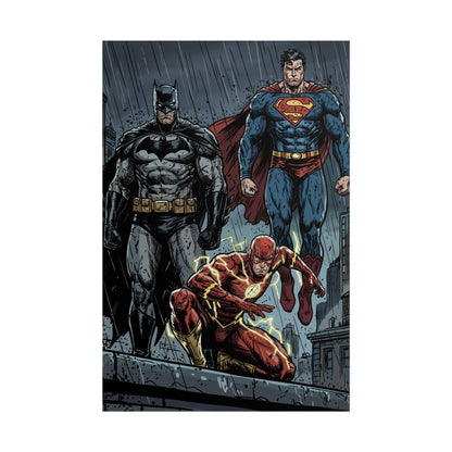 Superhero Trio Rolled Poster — Batman, Superman & The Flash