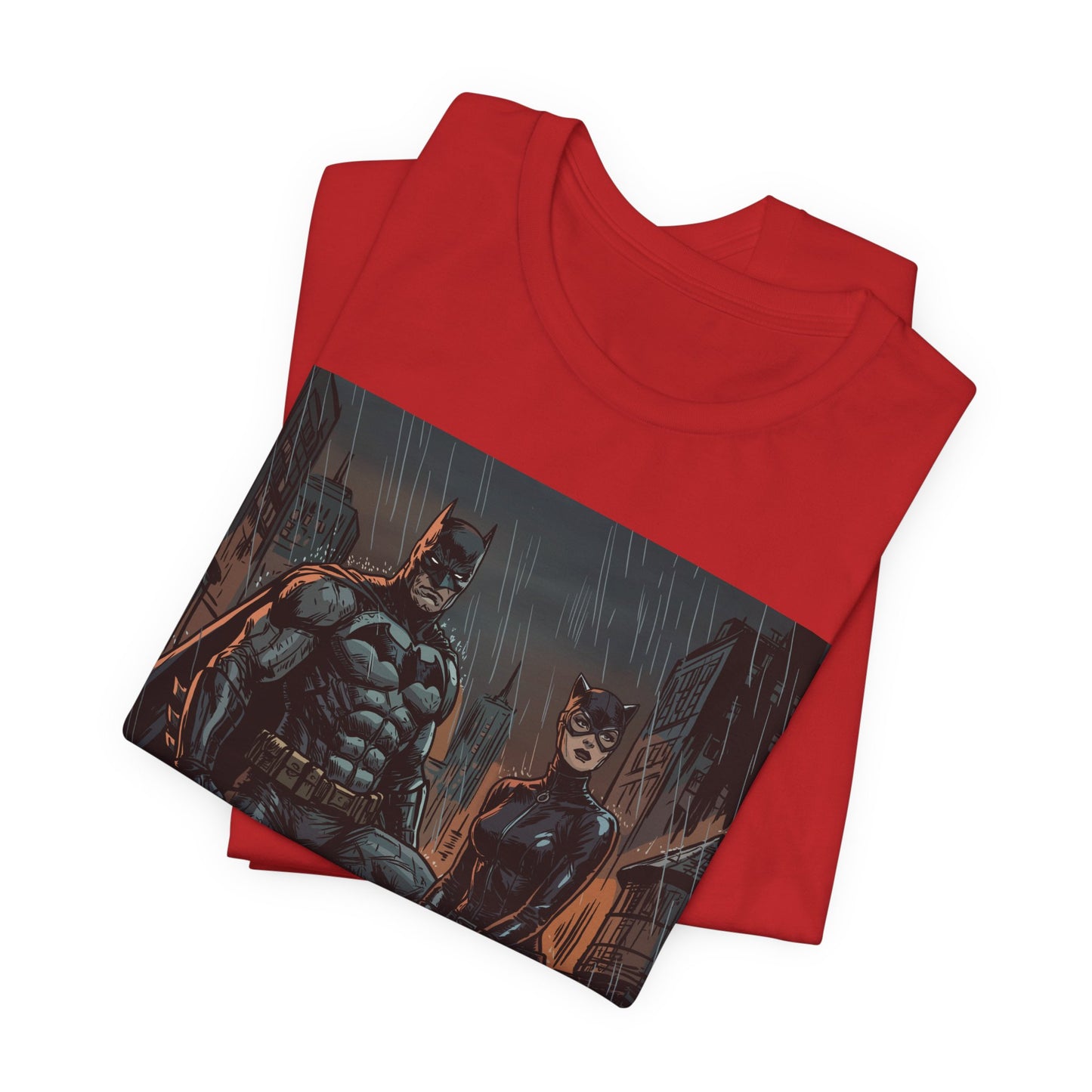 Batman & Catwoman Rain Night T‑Shirt