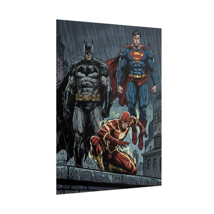 Superhero Trio Rolled Poster — Batman, Superman & The Flash