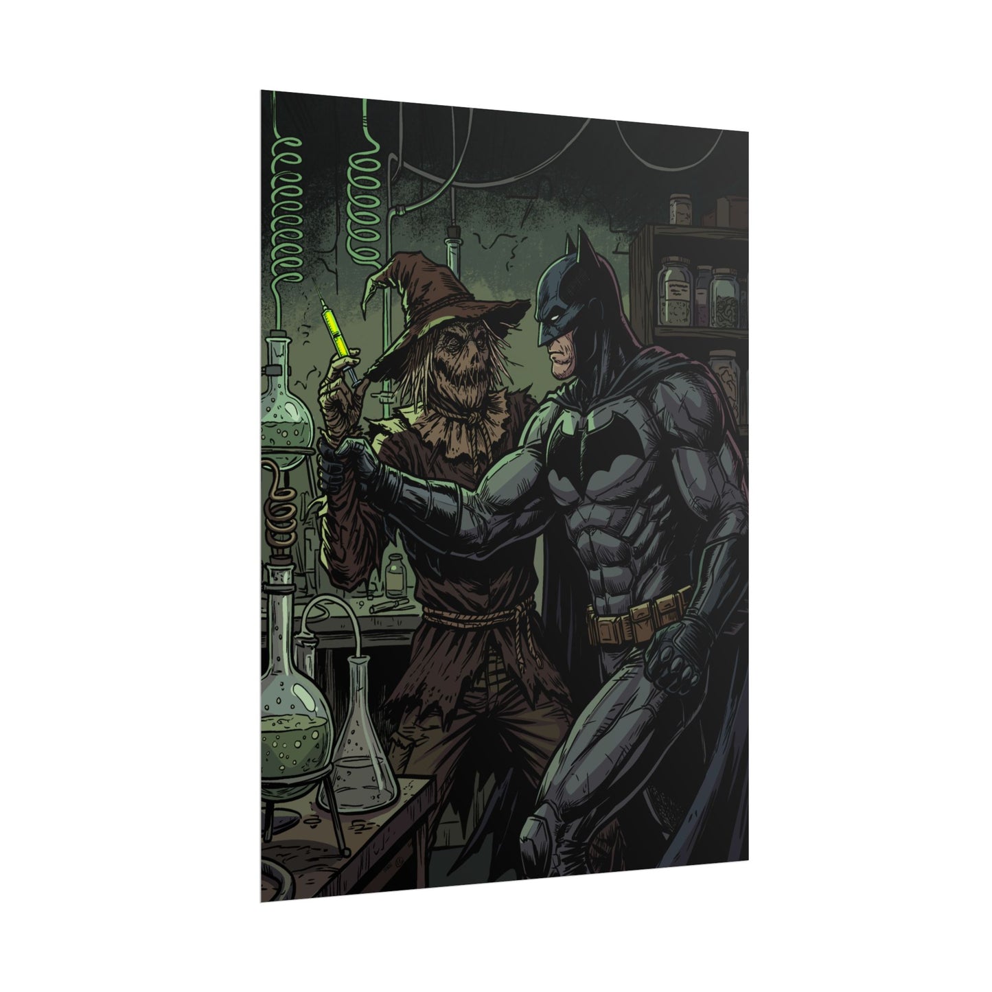 Batman & Scarecrow Poster — Dark Comic Book Art, Horror Superhero Wall Decor
