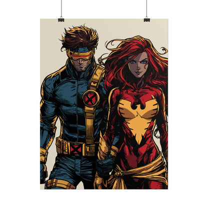 X-Men Cyclops & Jean Grey Poster — Vintage Comic Art Rolled Print