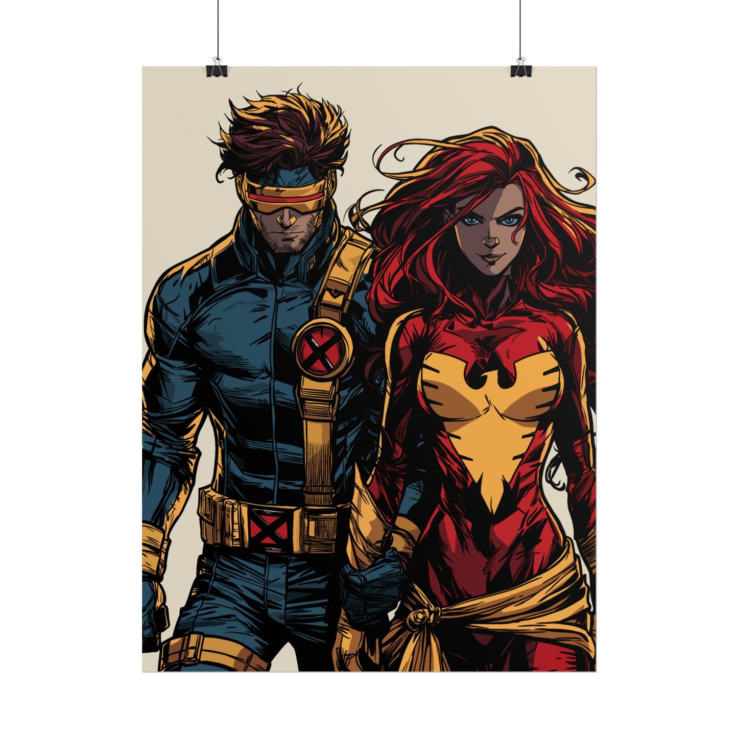 X-Men Cyclops & Jean Grey Poster — Vintage Comic Art Rolled Print