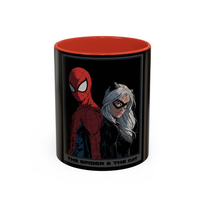 Spider & Cat Duo Accent Coffee Mug – Black 11/15oz