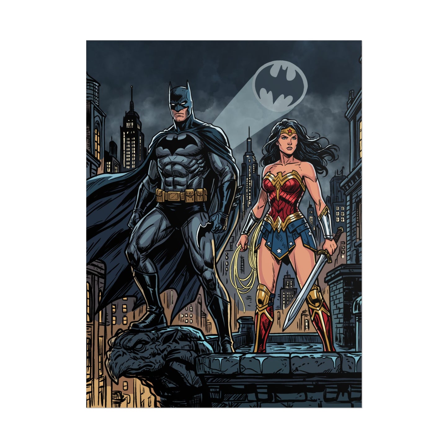 Batman & Wonder Woman City Night Poster