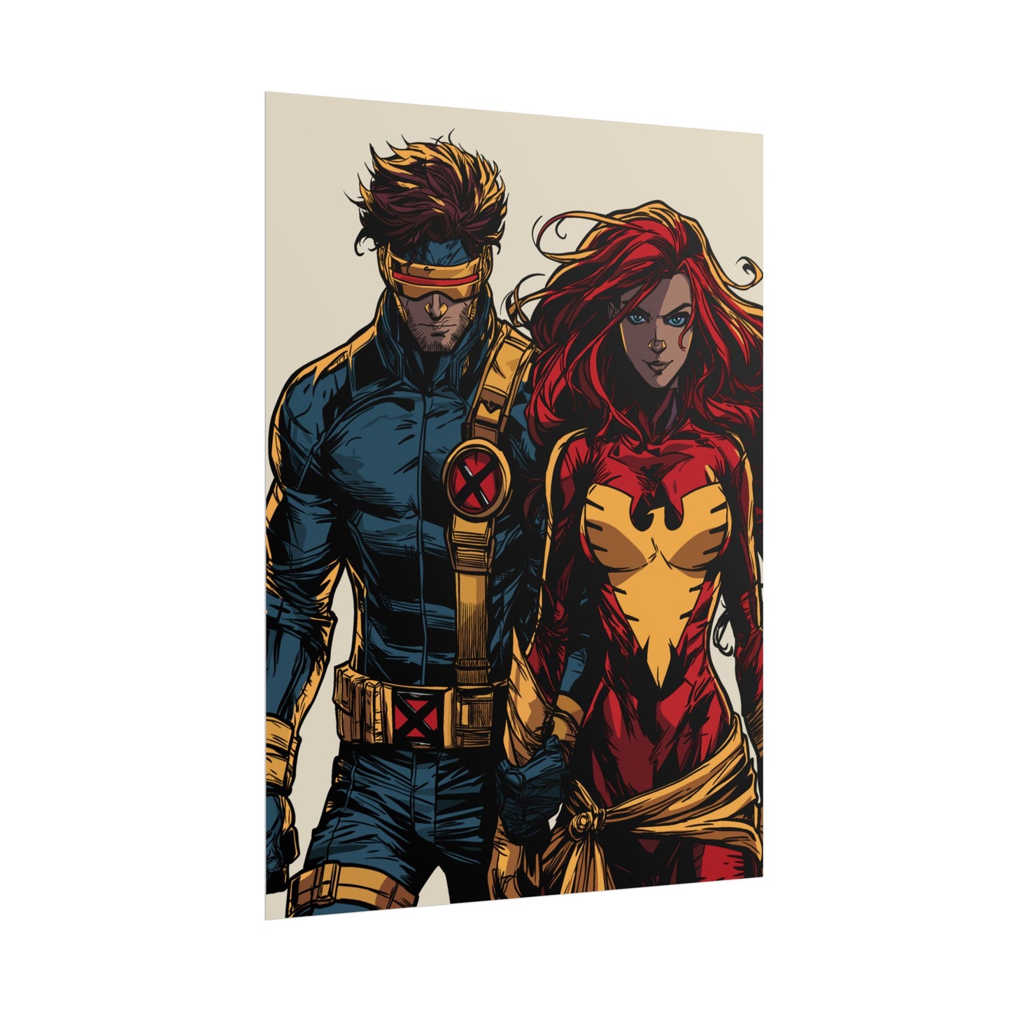 X-Men Cyclops & Jean Grey Poster — Vintage Comic Art Rolled Print