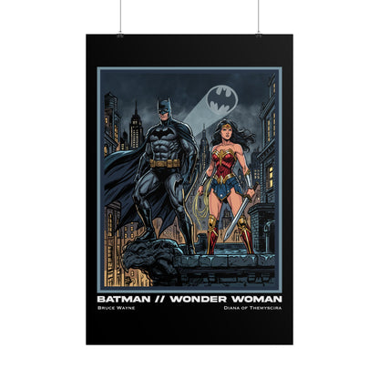 Batman & Wonder Woman Cinematic Rolled Poster — Superhero Wall Art