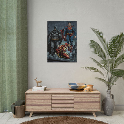 Superhero Trio Rolled Poster — Batman, Superman & The Flash