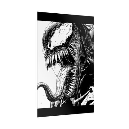 Venom Poster — Black & White Comic Art Rolled Print
