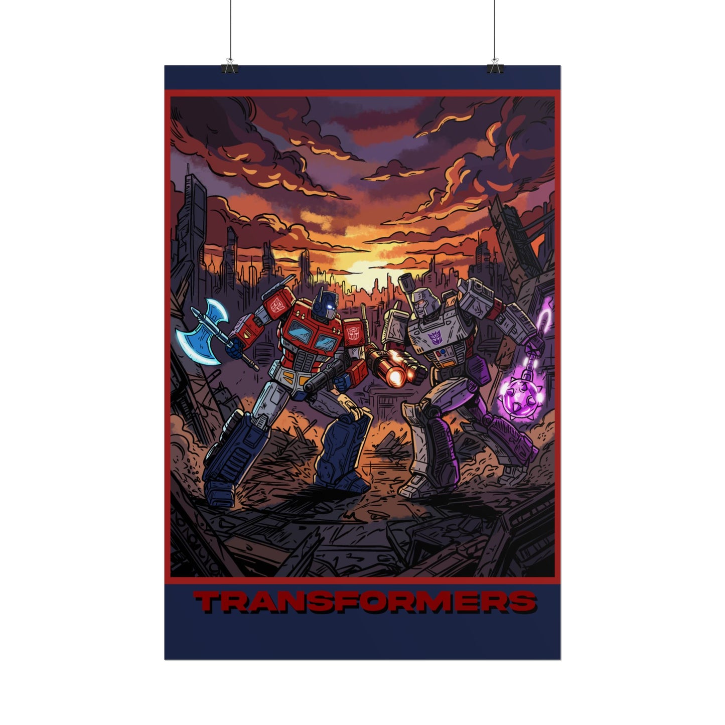 Transformers Optimus vs Megatron Cinematic Poster