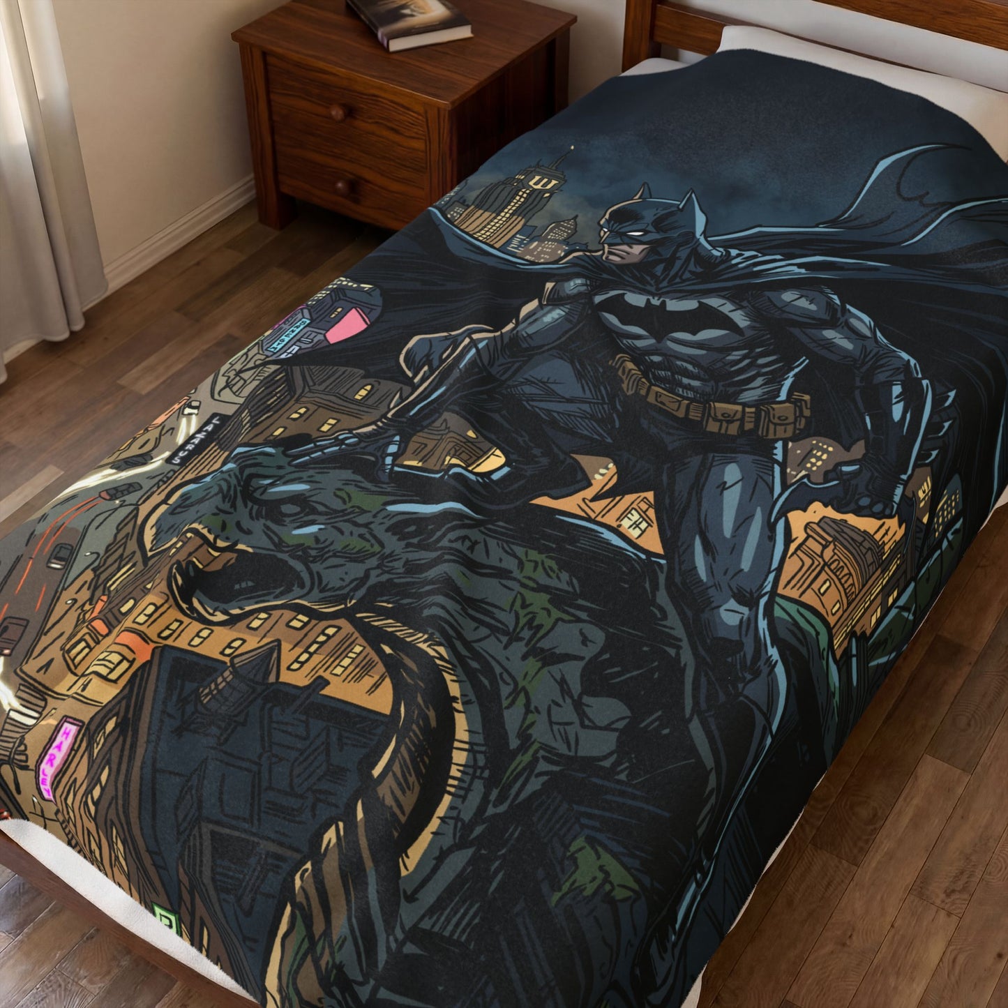 Batman Cityscape Velveteen Plush Blanket