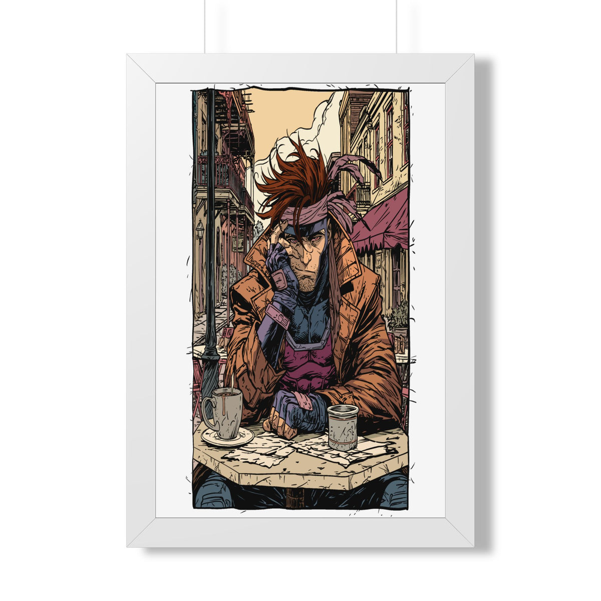 Gambit Framed Poster - Brooding Comic Cafe Art