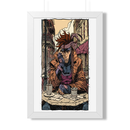 Gambit Framed Poster - Brooding Comic Cafe Art