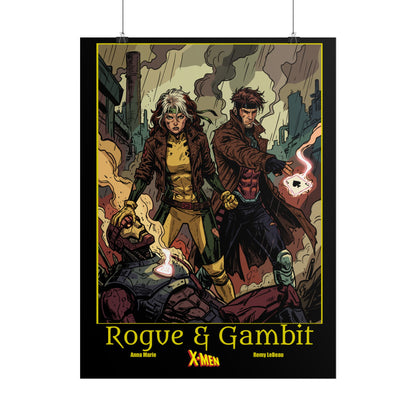 X-Men Rogue & Gambit Poster — Retro Comic Rolled Poster