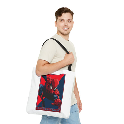 Spider-Man Graphic Tote Bag — Retro Red & Blue Comic Design