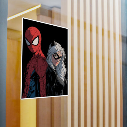 Spider-Man & Black Cat Kiss-Cut Vinyl Decal — Comic Superhero Sticker