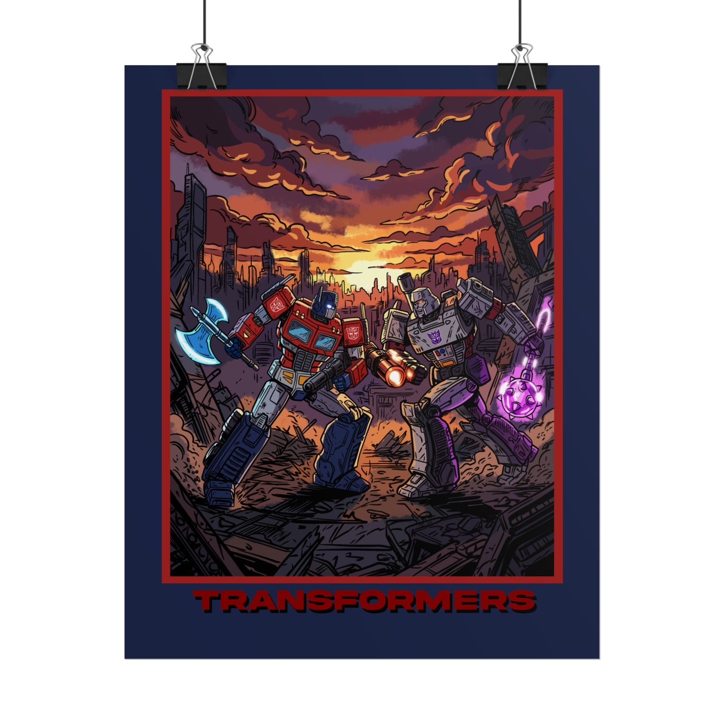 Transformers Optimus vs Megatron Cinematic Poster