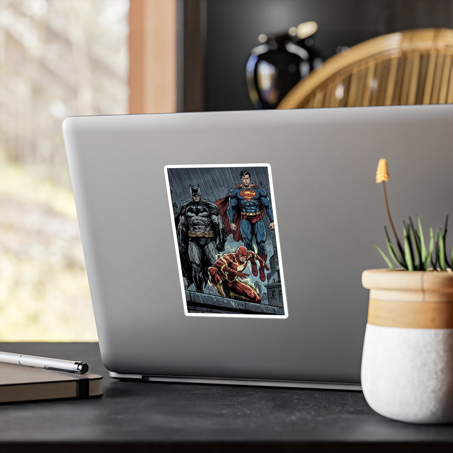 Superhero Trio Vinyl Sticker — Batman, Superman & Flash