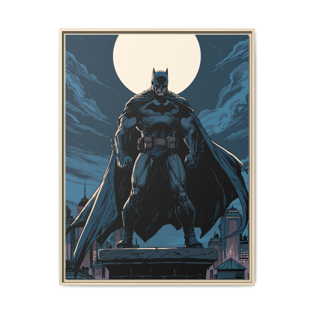 Batman Moonlit Matte Canvas Framed Print