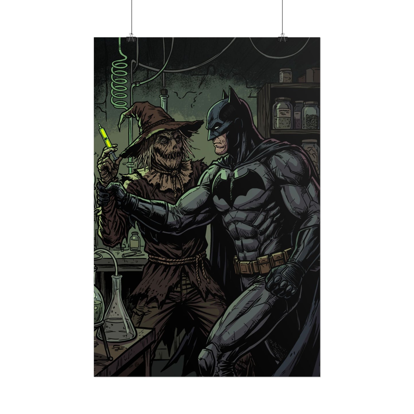 Batman & Scarecrow Poster — Dark Comic Book Art, Horror Superhero Wall Decor