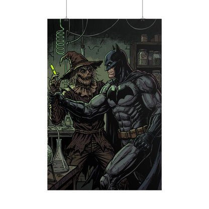 Batman & Scarecrow Poster — Dark Comic Book Art, Horror Superhero Wall Decor