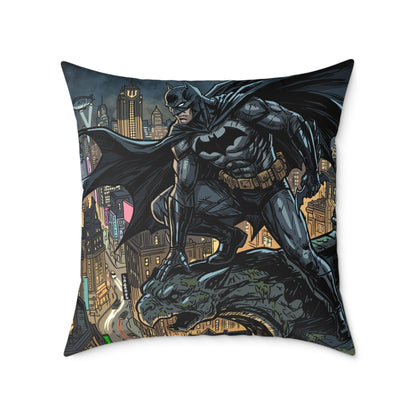Batman Cityscape Square Poly Canvas Pillow