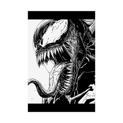 Venom Poster — Black & White Comic Art Rolled Print