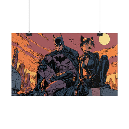 Batman & Catwoman Landscape Art Poster
