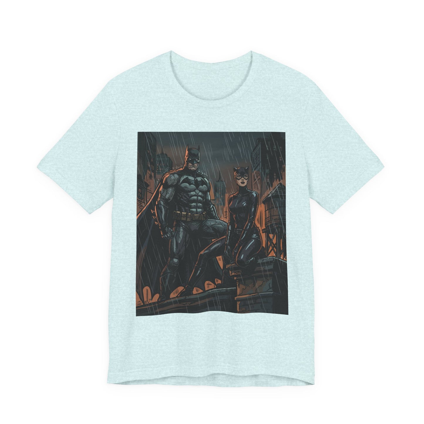 Batman & Catwoman Rain Night T‑Shirt