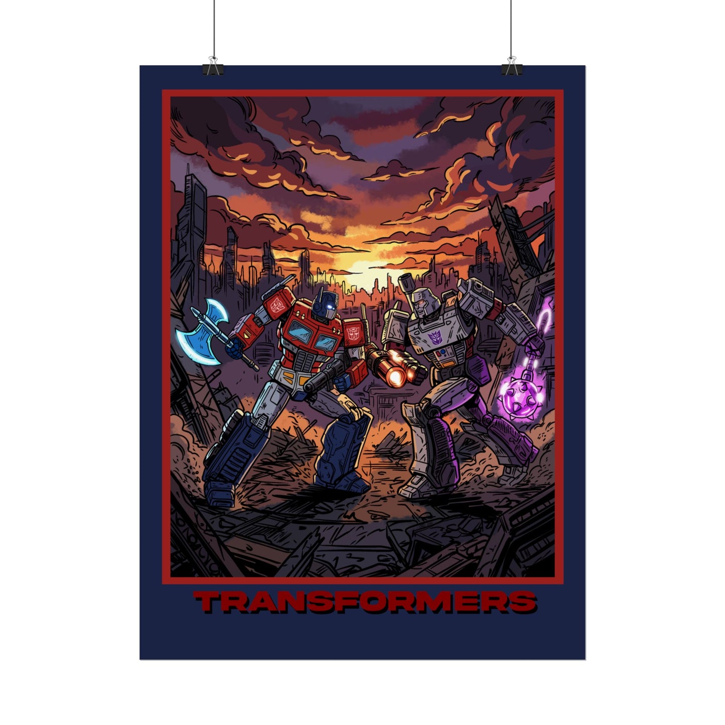 Transformers Optimus vs Megatron Cinematic Poster