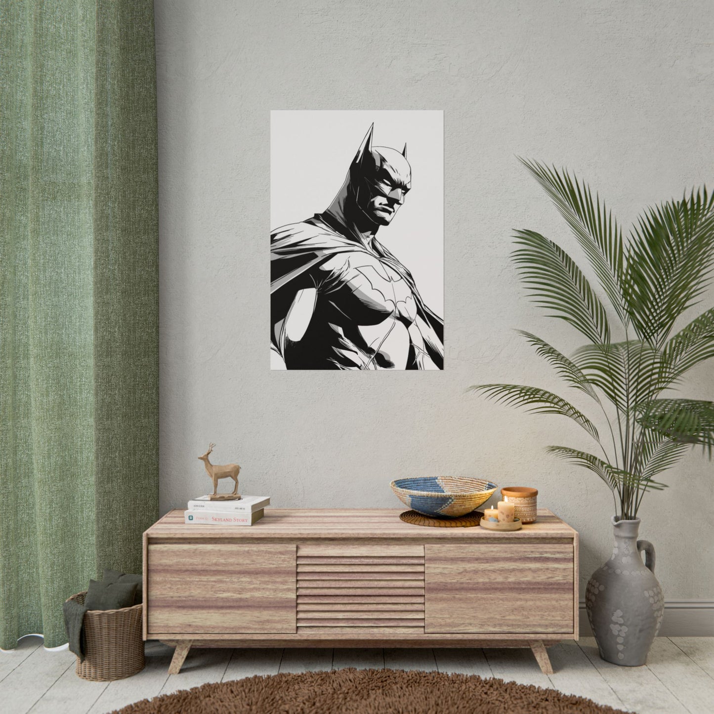 Batman Black & White Rolled Poster — Superhero Wall Art Print