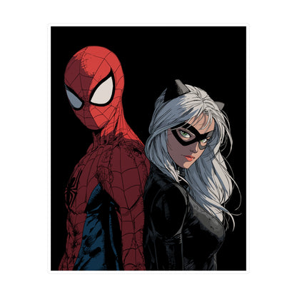 Spider-Man & Black Cat Kiss-Cut Vinyl Decal — Comic Superhero Sticker