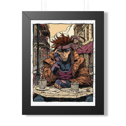 Gambit Framed Poster - Brooding Comic Cafe Art