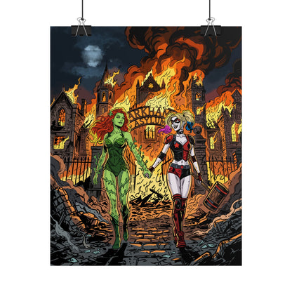 Harley Quinn & Poison Ivy Arkham Asylum Poster — Rolled Comic Art Print