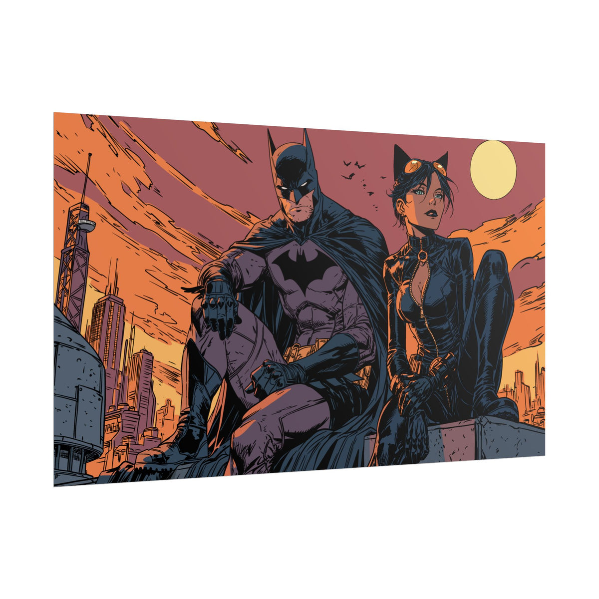 Batman & Catwoman Landscape Art Poster