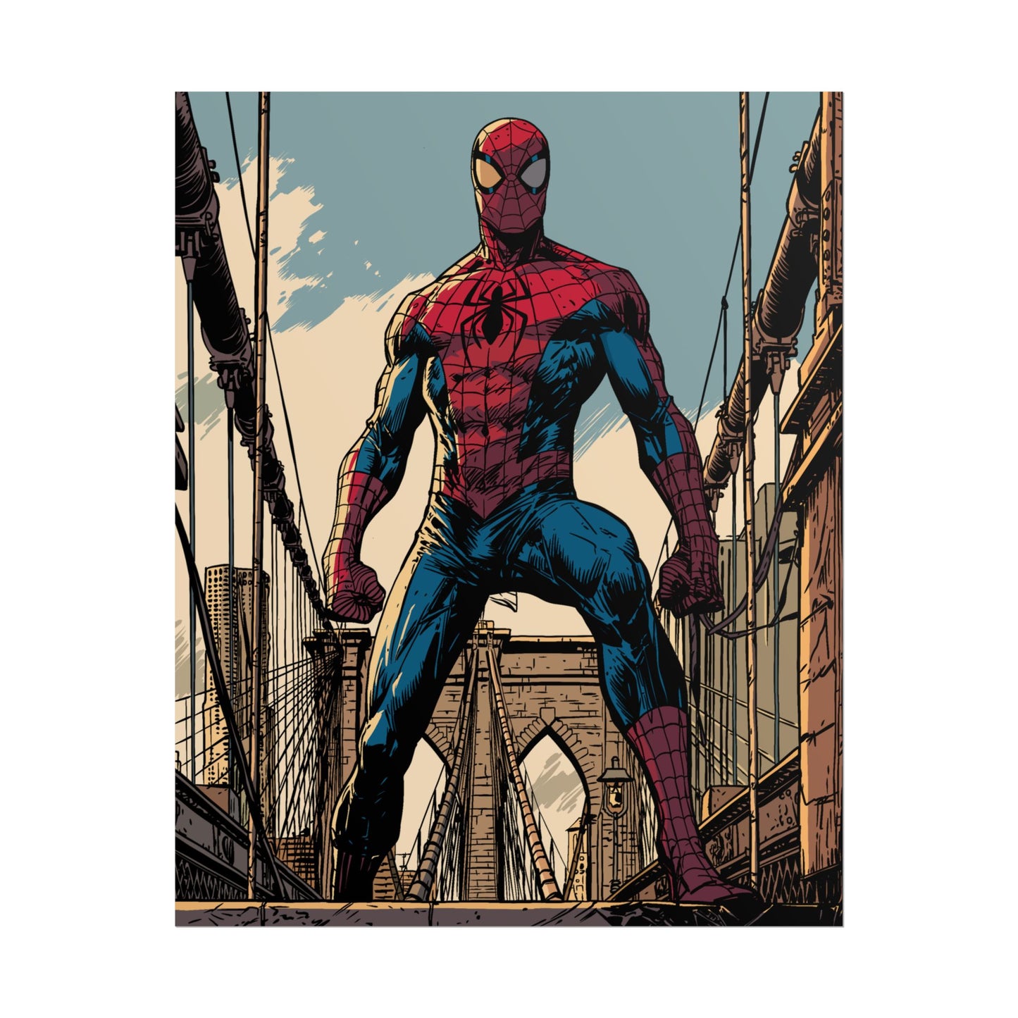 Spider-Man Brooklyn Bridge Art Poster