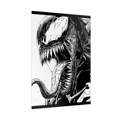 Venom Poster — Black & White Comic Art Rolled Print