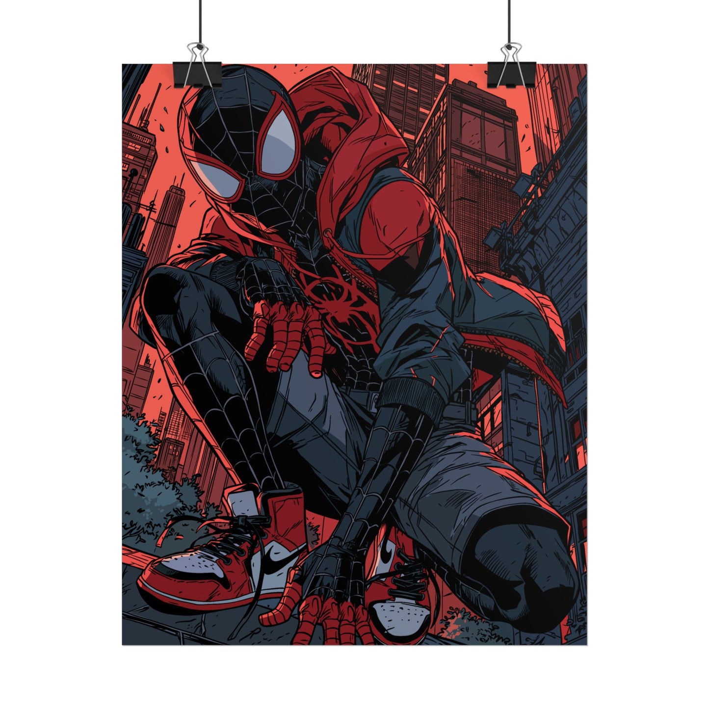 Spider-Man Miles Morales Poster – Red & Black Comic Art Rolled Poster
