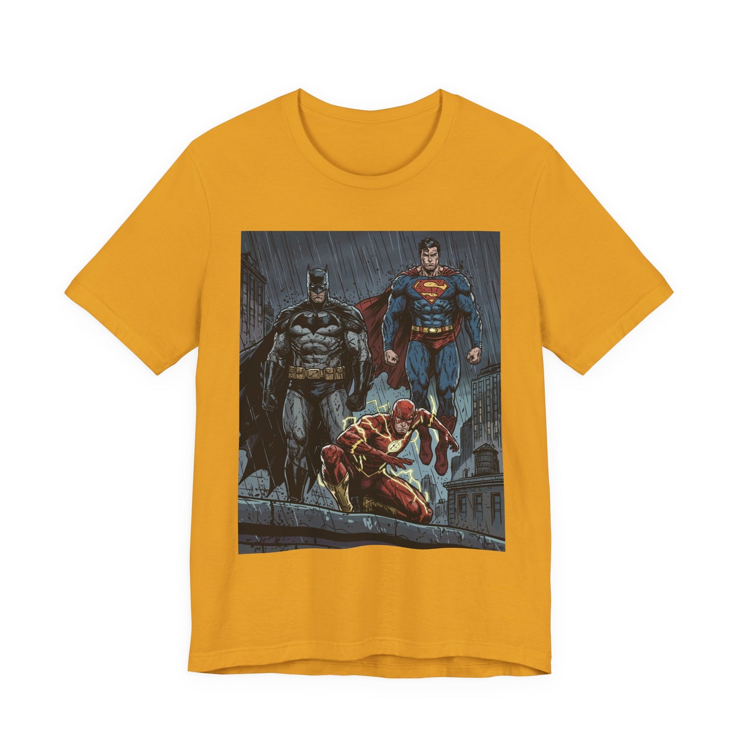 Superhero Team Graphic Tee — Batman, Superman & The Flash