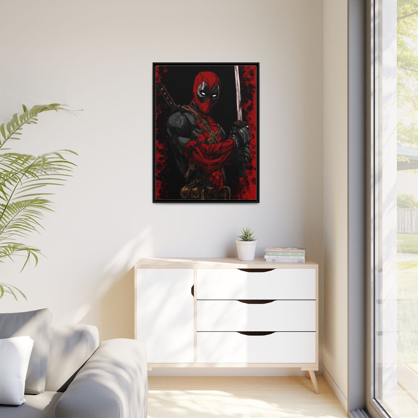 The Merc #2 - Framed Canvas Wall Art — Comic Antihero Sword Portrait