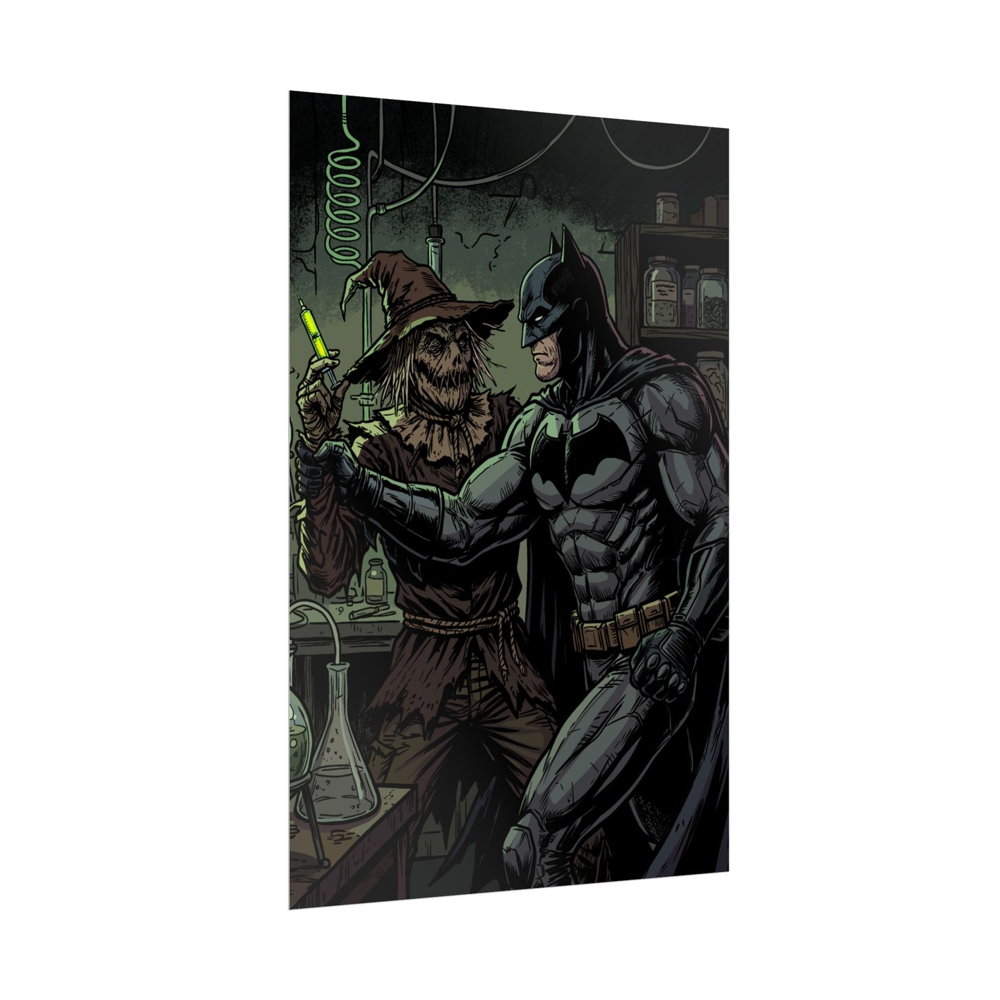 Batman & Scarecrow Poster — Dark Comic Book Art, Horror Superhero Wall Decor