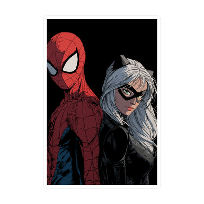 Spider-Man & Black Cat Kiss-Cut Vinyl Decal — Comic Superhero Sticker