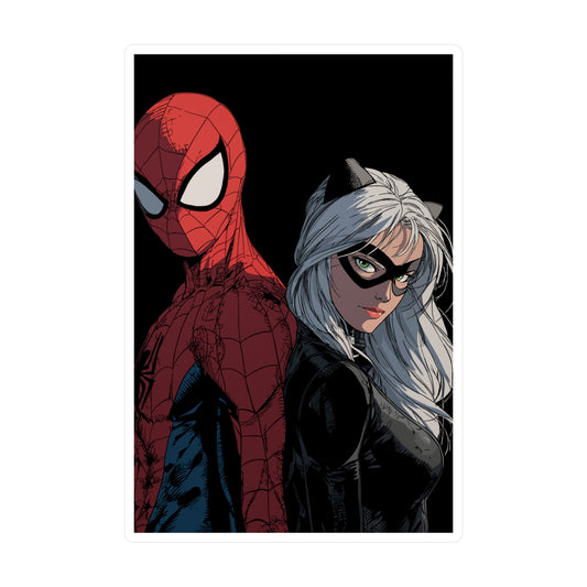 Spider-Man & Black Cat Kiss-Cut Vinyl Decal — Comic Superhero Sticker