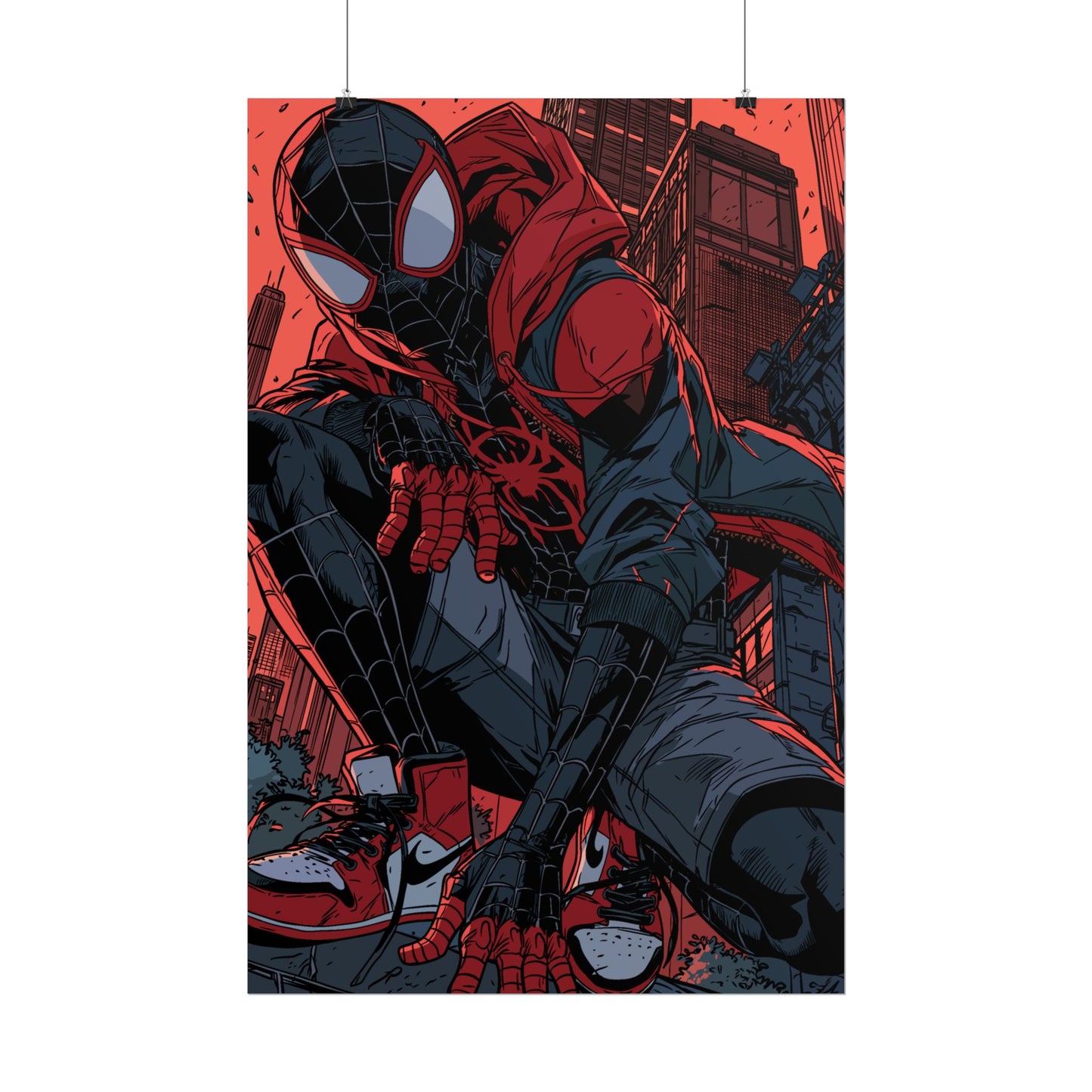 Spider-Man Miles Morales Poster – Red & Black Comic Art Rolled Poster