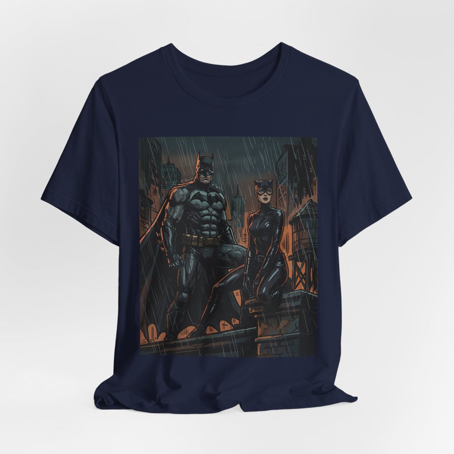 Batman & Catwoman Rain Night T‑Shirt