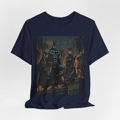 Batman & Catwoman Rain Night T‑Shirt